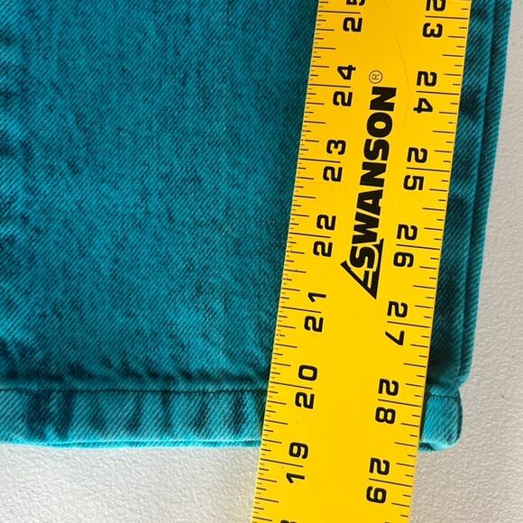 90s Vintage Sundance Turquoise Acid Wash Heavy Denim Mom Jeans Size 5/6 USA - Picture 10 of 11